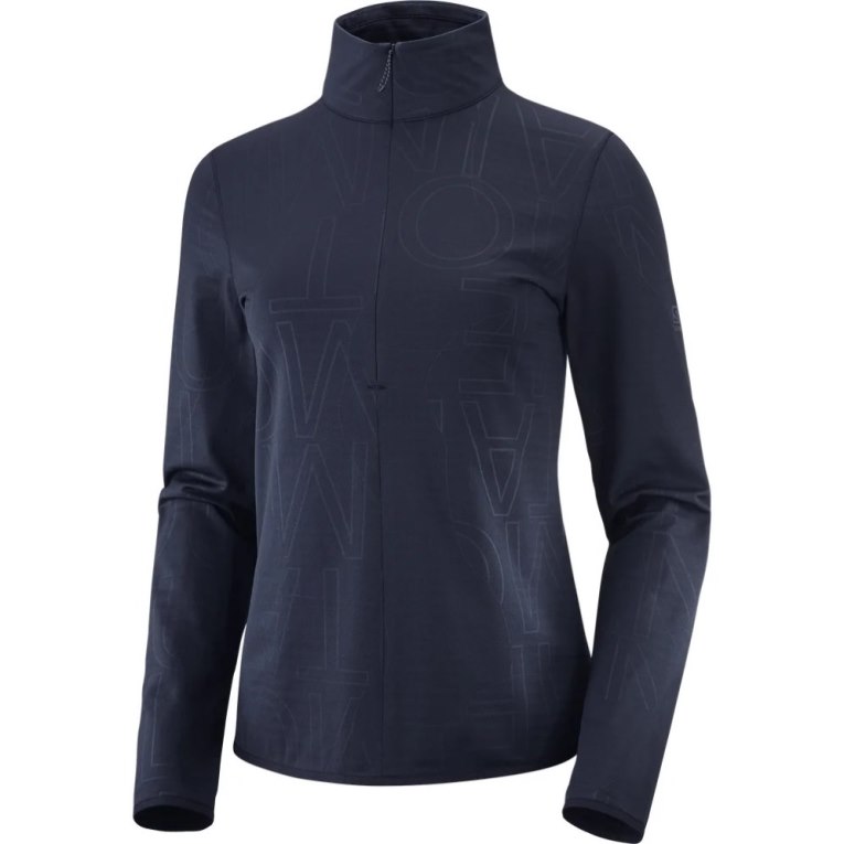 Casaco Salomon Essential Lightwarm Half Zip Feminino Azul Marinho | PT B62709